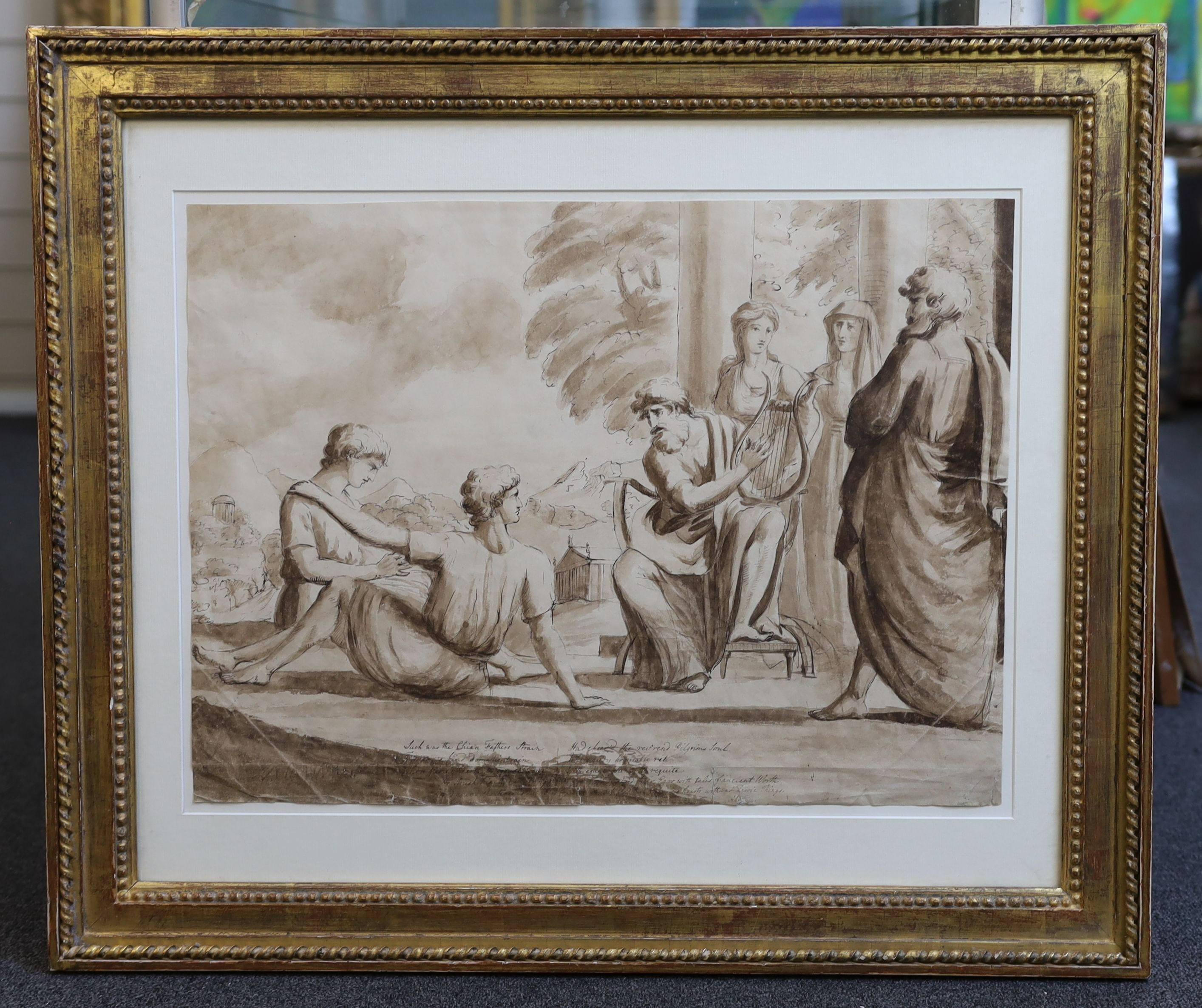 James Barry (1741-1806), 'Such was the Chian Father's strain ...' - Akenside's Poems, ink and wash, 41 x 55cm